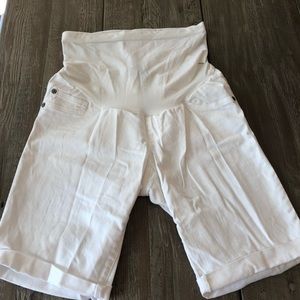 Maternity white jean shorts